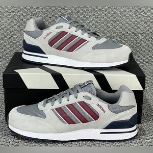 Adidas Run 80s Shoes Men's Grey Shadow Red Navy Athletic Sneakers